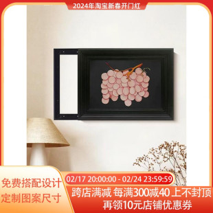 中古风隐藏电表箱装饰画餐厅过道门口推拉画高级感法式配电盒壁画