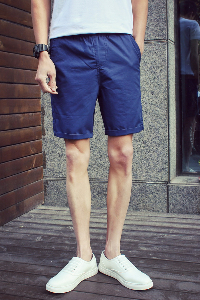 2018夏季新款男装纯色修身休闲短裤 木地板男特色潮流短裤