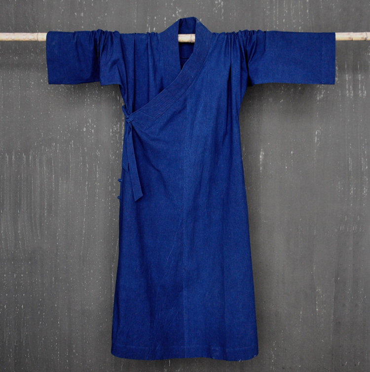 植染时蓝-蓝染纯棉僧袍纯手工制作古法