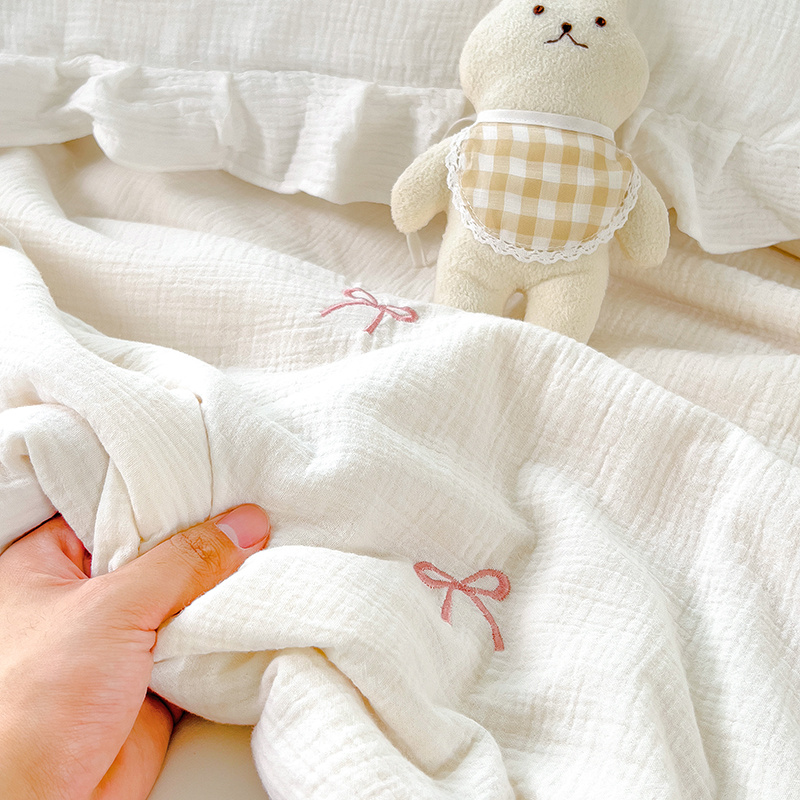 章鱼家棉纱布小清新少女风夏被纯色新生儿母婴可用A类棉薄被