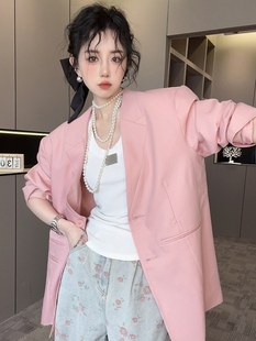 RR fashion 西服女2024夏季新款高级感中长款纯色西装长袖外套