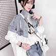 Splicing Fake Two Piece Denim Coat Women's 2020 Autumn New European Standing Collar Letter Loose Windbreaker Coat Splicing Fake Two Piece Denim Coat Women's 2020 Autumn New European Standing Collar Letter Loose Windbreaker Coat
