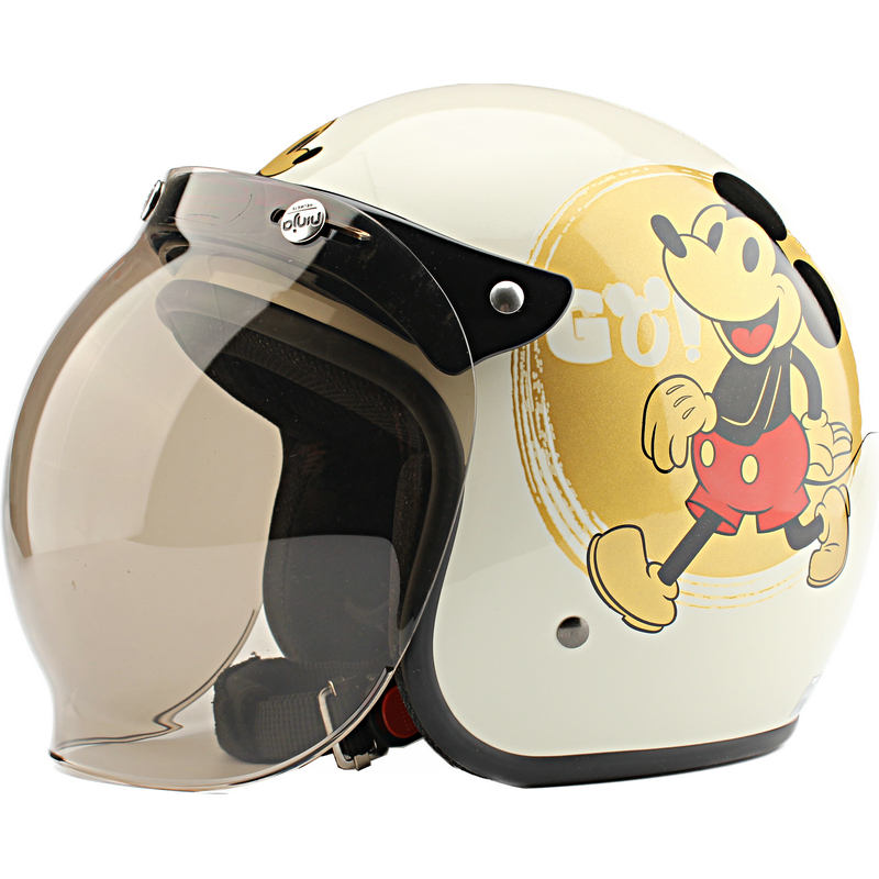 台湾EVO复古金米奇白色哈雷电动摩托车头盔安全帽男女保暖冬季