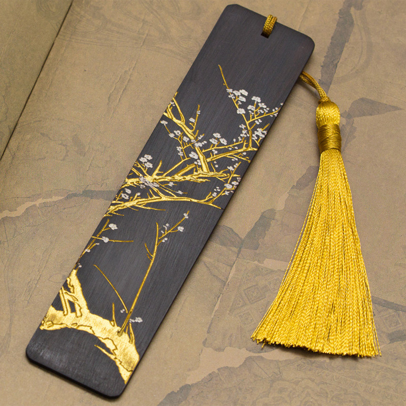 一折木质书签礼盒_古风中国风红木书签礼盒装 古琴中式黑檀木质实木