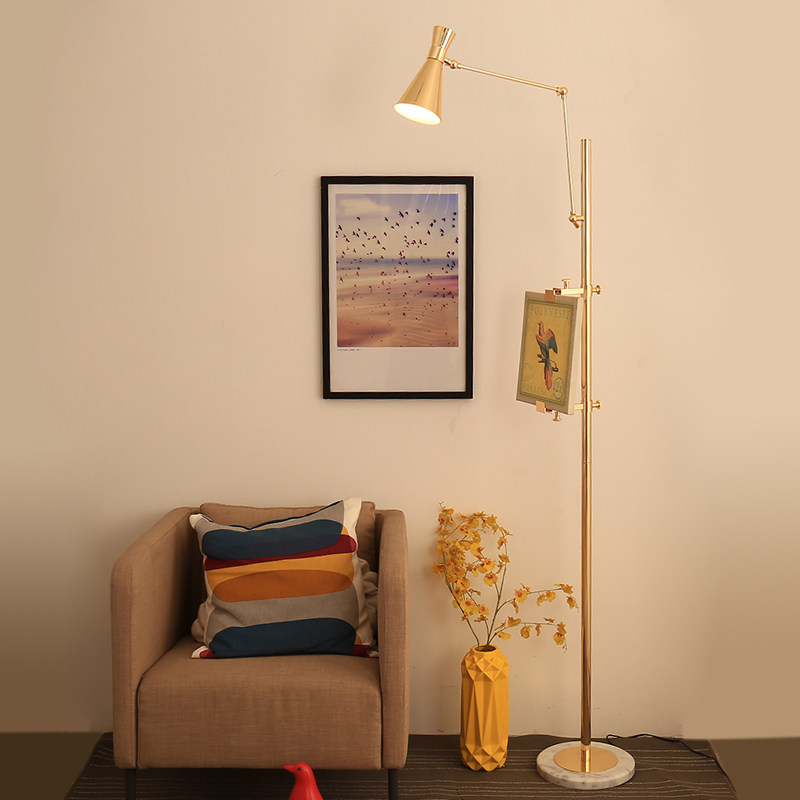 简约现代设计师软装书房画室画展学生画架琴谱菜谱架大理石落地灯_5折