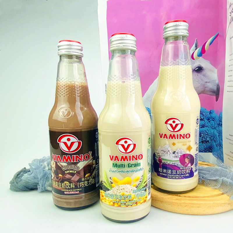 300ML24瓶装泰国原装进口哇米诺原味豆奶早餐奶多口味可混合包邮
