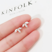 JG花瓣耳钉925纯银仙气精致耳骨钉 可爱显脸瘦的短款耳饰简约百搭