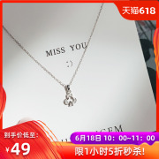JG梅花项链925纯银扑克系列原创网红款锁骨链短款迷你吊坠女森系