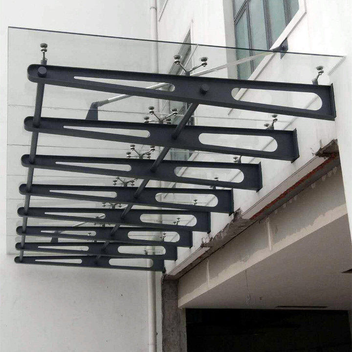 专业定制露台棚阳光房透明阳台平顶棚夹胶钢化玻璃雨棚钢结构牛腿