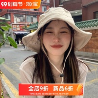 ins大檐帽子日系遮脸渔夫帽女夏季韩版百搭遮阳潮防紫外线防晒帽