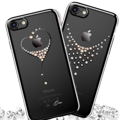 苹果iPhone7Plus手机壳奢华女水钻新款亮黑色电镀塑料边框硬壳5.5