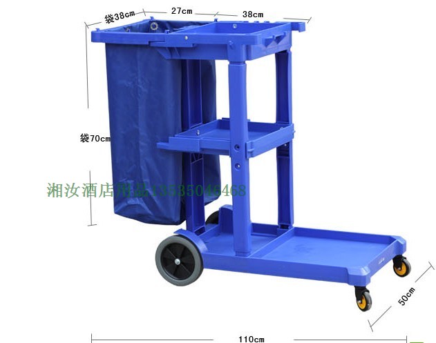 超宝酒店保洁清洁用品 多用途榨水清洁手推车 垃圾回收车 布草车