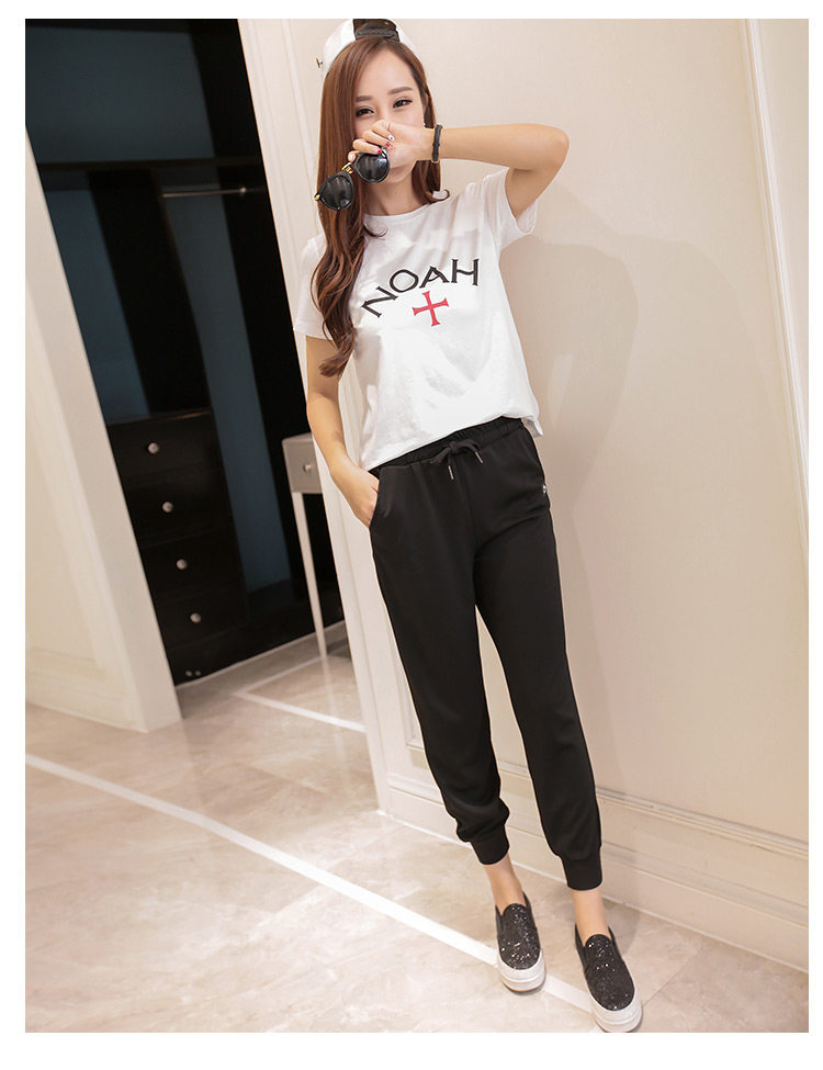 实拍秋宽松收脚运动裤女 收口运动束脚裤女 小脚哈伦裤