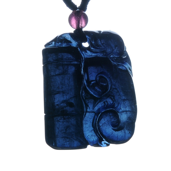 极品 玻璃体深蓝碧玺如意吊坠 5.81克