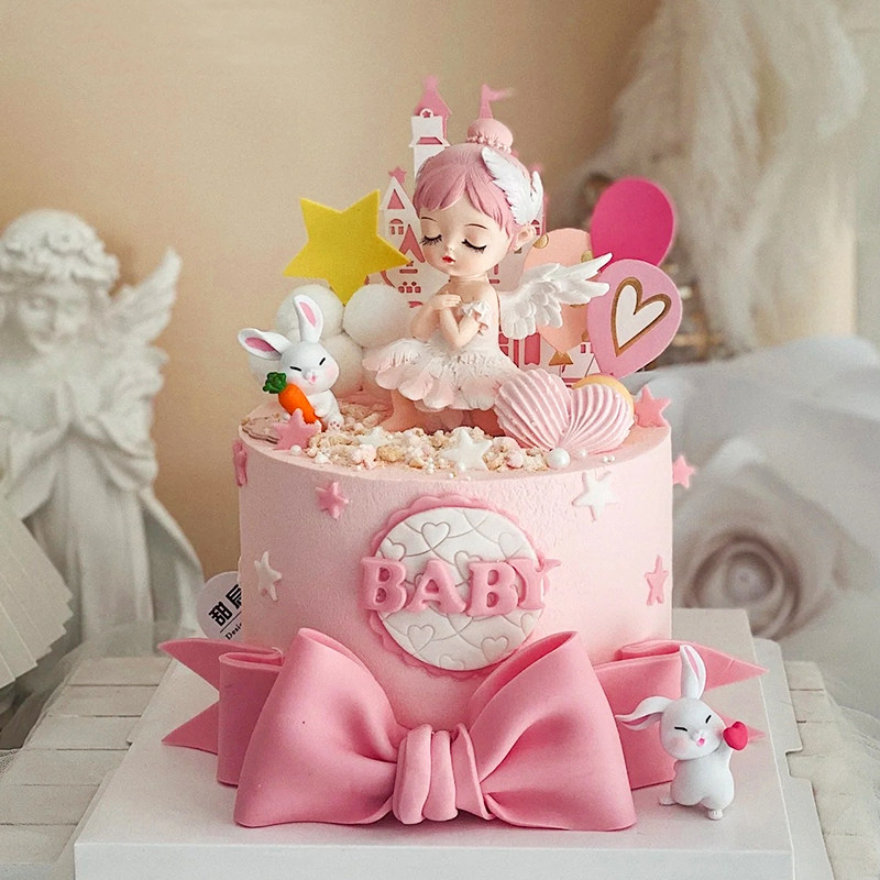 天使贝拉公主蛋糕装饰网红芭蕾舞女孩生日摆件城堡插牌甜品台装扮