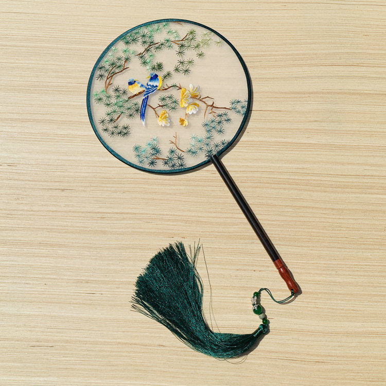 新款苏州刺绣团扇古风真丝绣花宫扇双面绣汉服舞蹈扇子摆件礼品