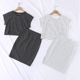 夏装新品韩版时尚好看条纹短袖T恤+一步包臀半身裙两件套装女8637
