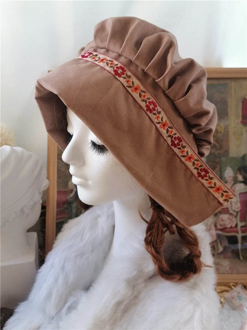 复古帽子中世纪田园风镶花边上翻女佣帽写真摄影师可订儿童
