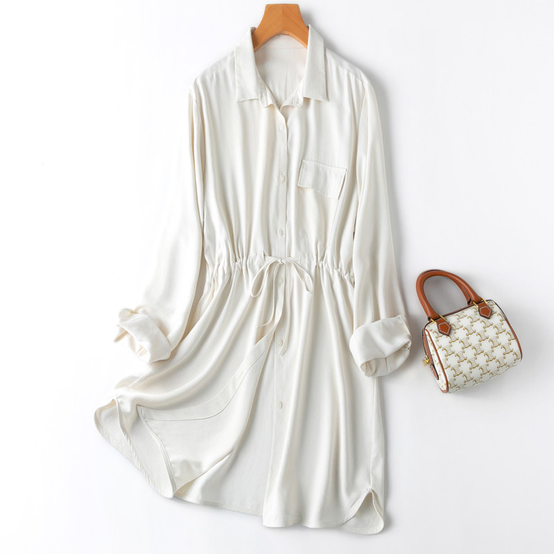 白色好搭配!真丝绢丝宽松短款风衣中长款外套女