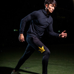 健身服男 套装冬季速干长袖紧身衣健身房跑步训练透气运动服套装