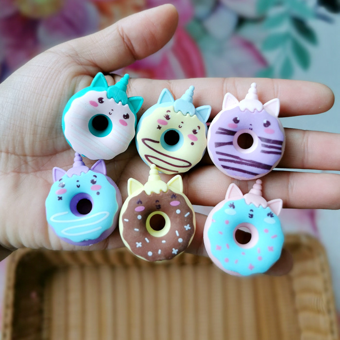甜甜圈独角兽趣味卡通造型盒装橡皮