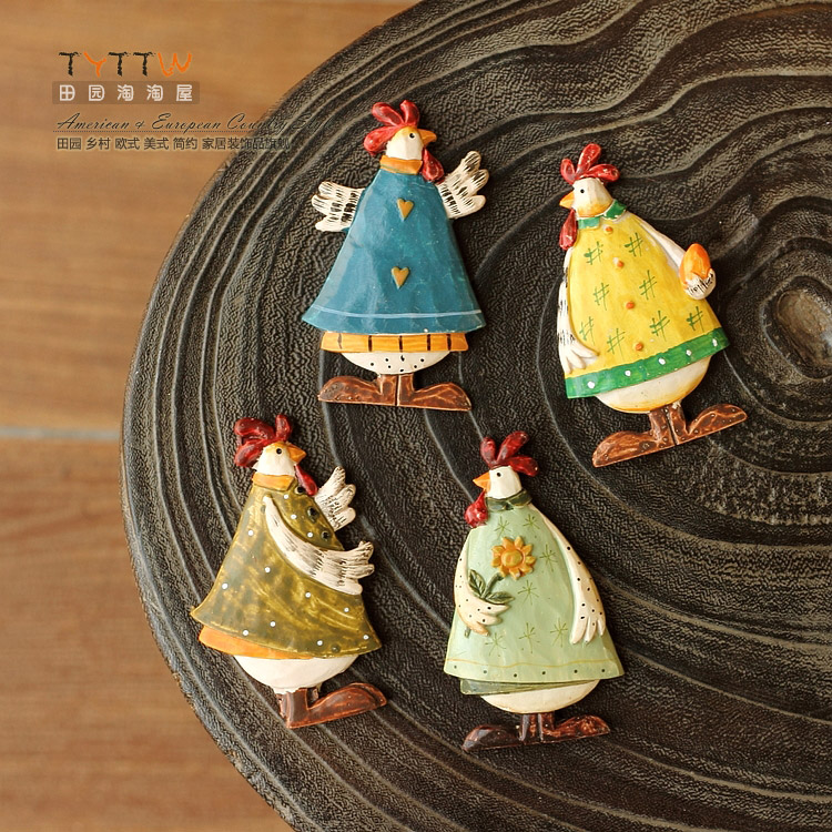 田园美式家居装饰品创意冰箱贴站立的乡村鸡树脂装饰韩国磁贴