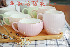 包邮 南瓜杯复古金边马克杯创意咖啡杯陶瓷水杯下午茶咖啡杯子