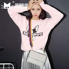 猫猫包袋2017女包上新韩版时尚单肩包双面拼色小方包彩色肩带包⑨