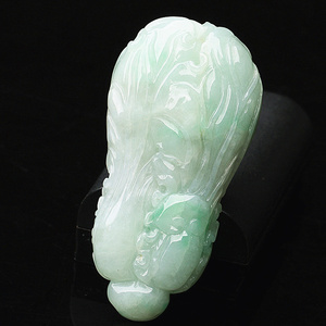 翡翠白菜大码玉雕招财吊坠天然冰糯种如意玉白菜a货正品男女挂件