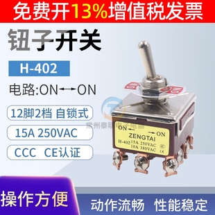 2档钮子开关摇臂拨动摇头E-TEN 402电源12脚两档ON-ON 12MM纽子