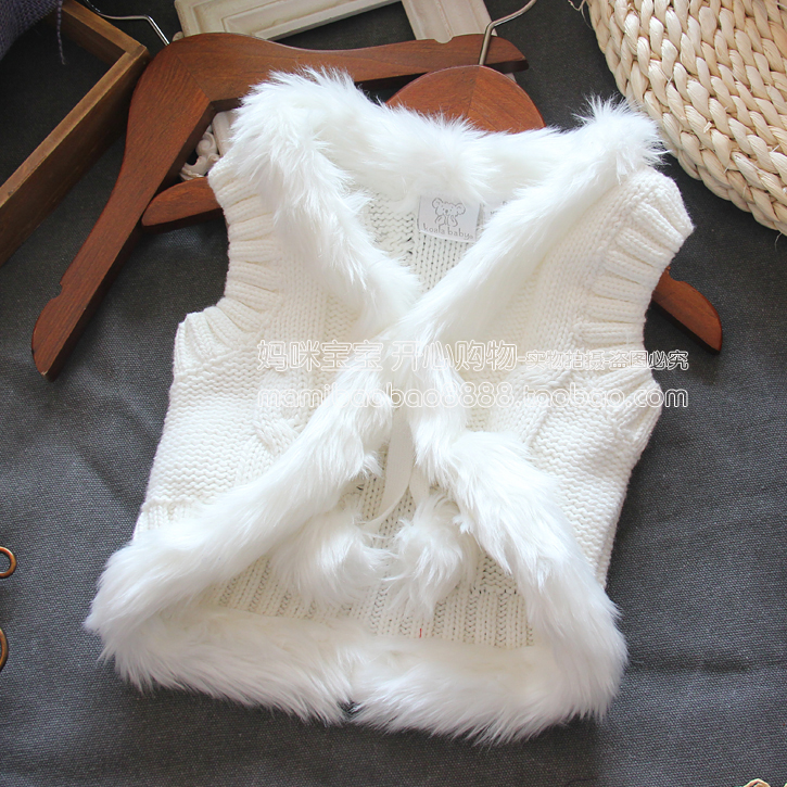 Spring and autumn payment Female baby Vest girl Cotton vest baby Shawl white Children Sweater Fur collar Children's clothingin the Children/Baby/Family fitted , Vest category - from Buy2taobao.com to provide professional Taobao agent buy service