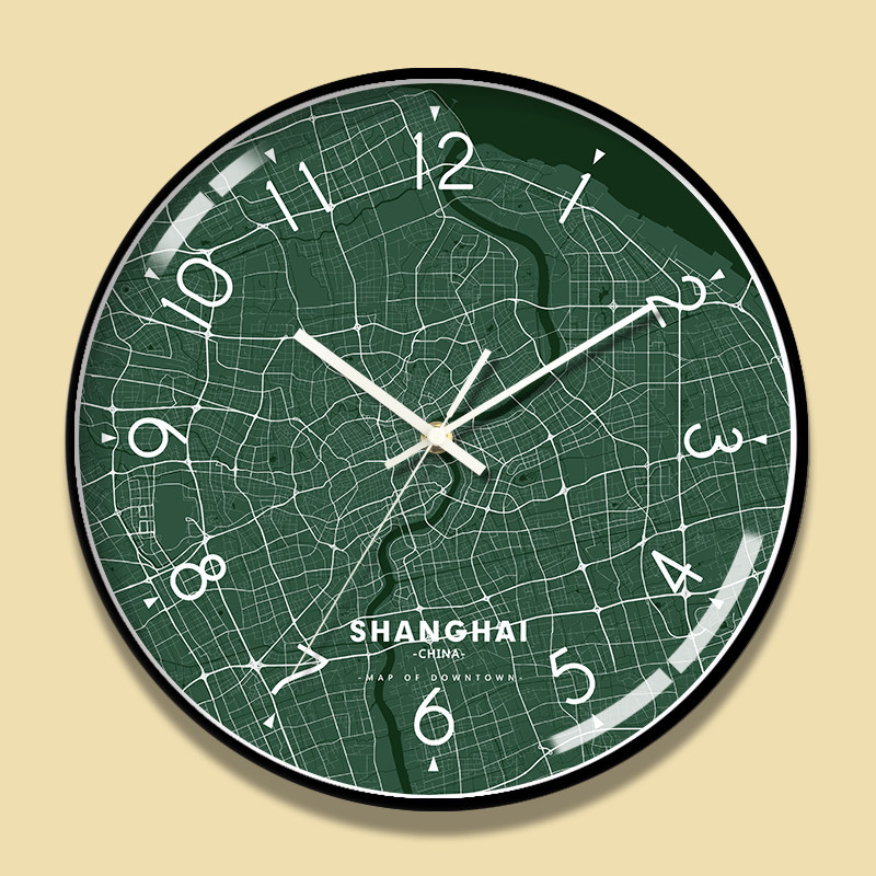 创意世界地图客厅钟表现代简约时尚静音挂钟北欧酒店大堂挂表定制