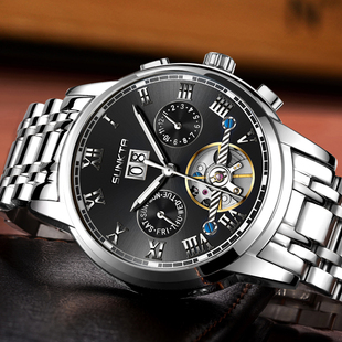 桑达手表男士全自动机械表镂空夜光潮流时尚钢带皮带男表