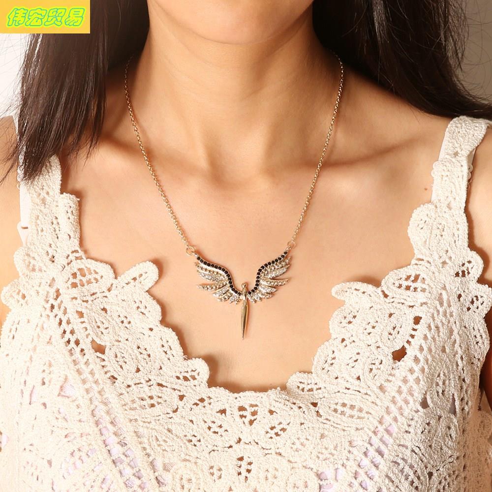 Diamond Angel Wings Lady Necklace Retro Necklace chain 项链