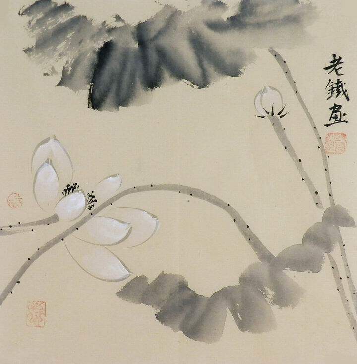 手绘字画书画客厅装饰画热销i070404老铁水墨国画花鸟画小品荷花