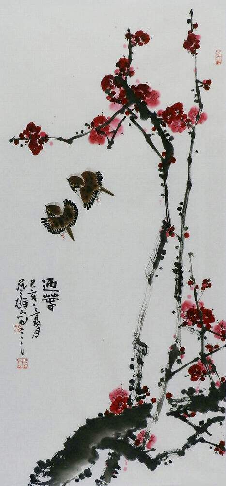 手绘梅花花鸟水墨画国画三尺字画艺群孙艺群i062440国画