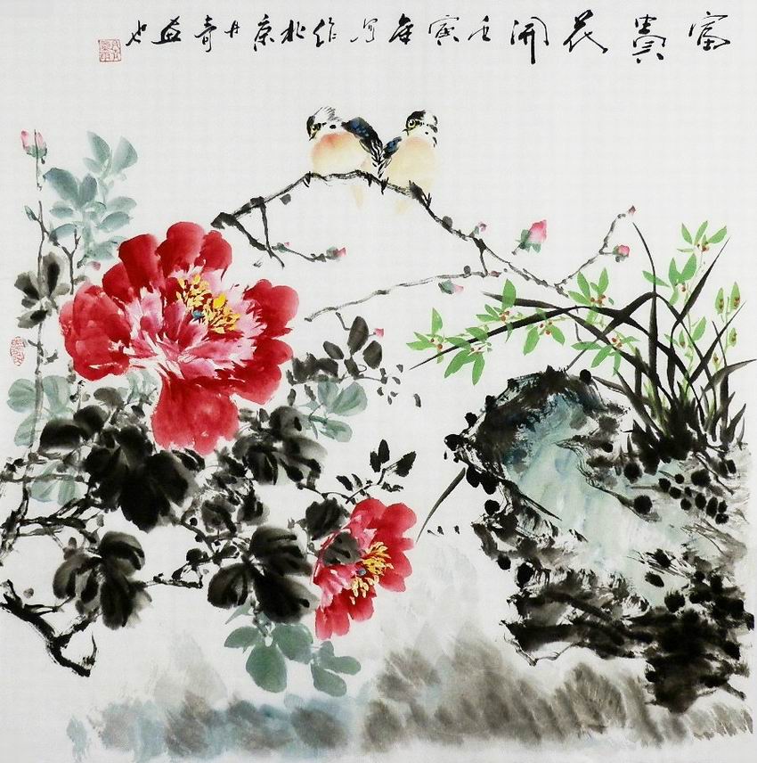 gg手绘字画中式客厅办公室装饰画丹青四尺斗方国画花鸟画c