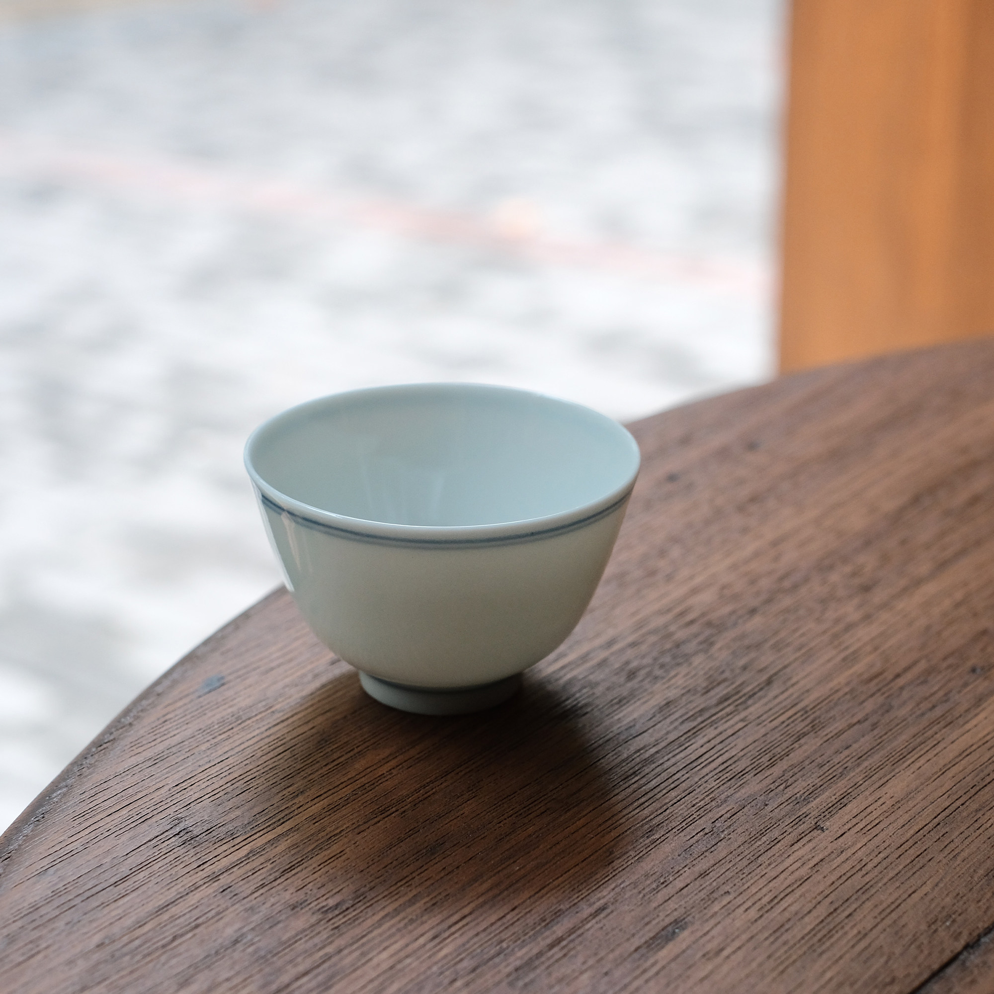 元无 淡竹 薄胎青花双线陶瓷 青白釉 潮汕品茗杯仿古杯主人杯茶杯
