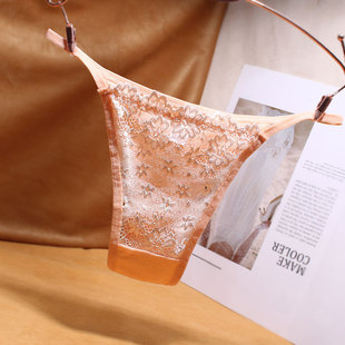 透视超薄棉裆无痕低腰女裤 女性感隐形透明女式 日系蕾丝情侣丁字裤