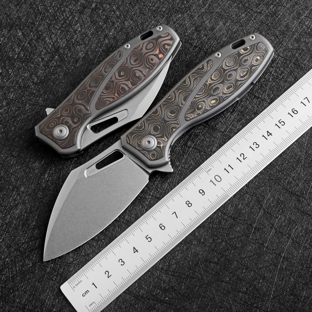 无限查理河豚折叠刀m390钢小暮光折刀锆合金铜钛大马户外车载刀具