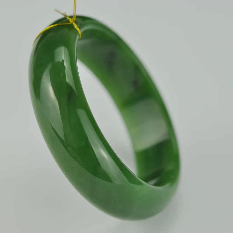 和田玉碧玉手镯58.18*19*9 颜色浓绿 厚重大气 藏家传世佳品