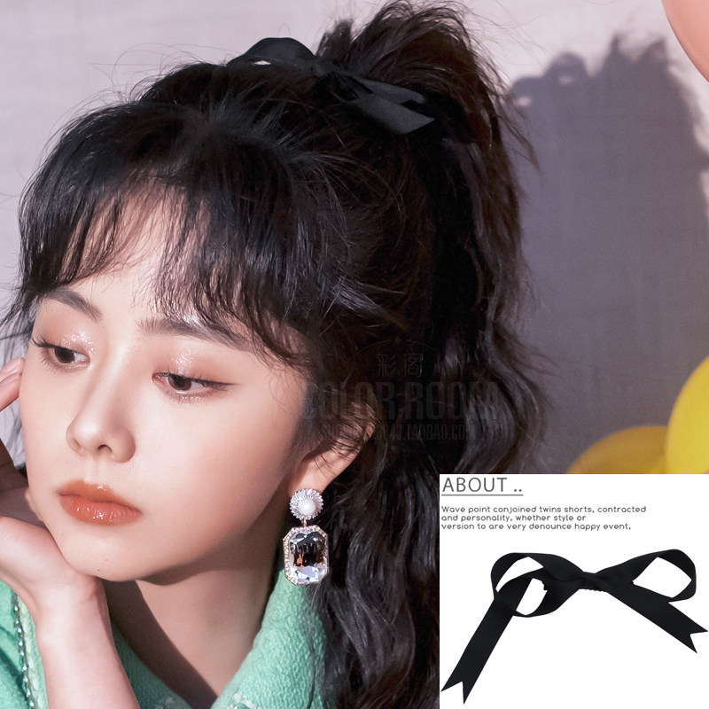 谭松韵同款发夹黑色蝴蝶结顶夹明星发饰女丸子头头饰马尾发卡夹子