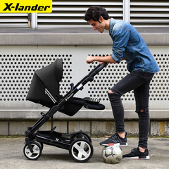Xlander进口婴儿推车高景观折叠婴儿车四轮避震可坐躺宝宝手推车