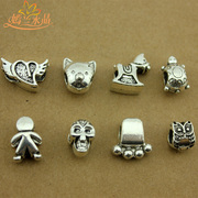 Yan Grand silver DIY bead materials kongzhu retro DIY jewelry materials accessories antique-silver perforated beads