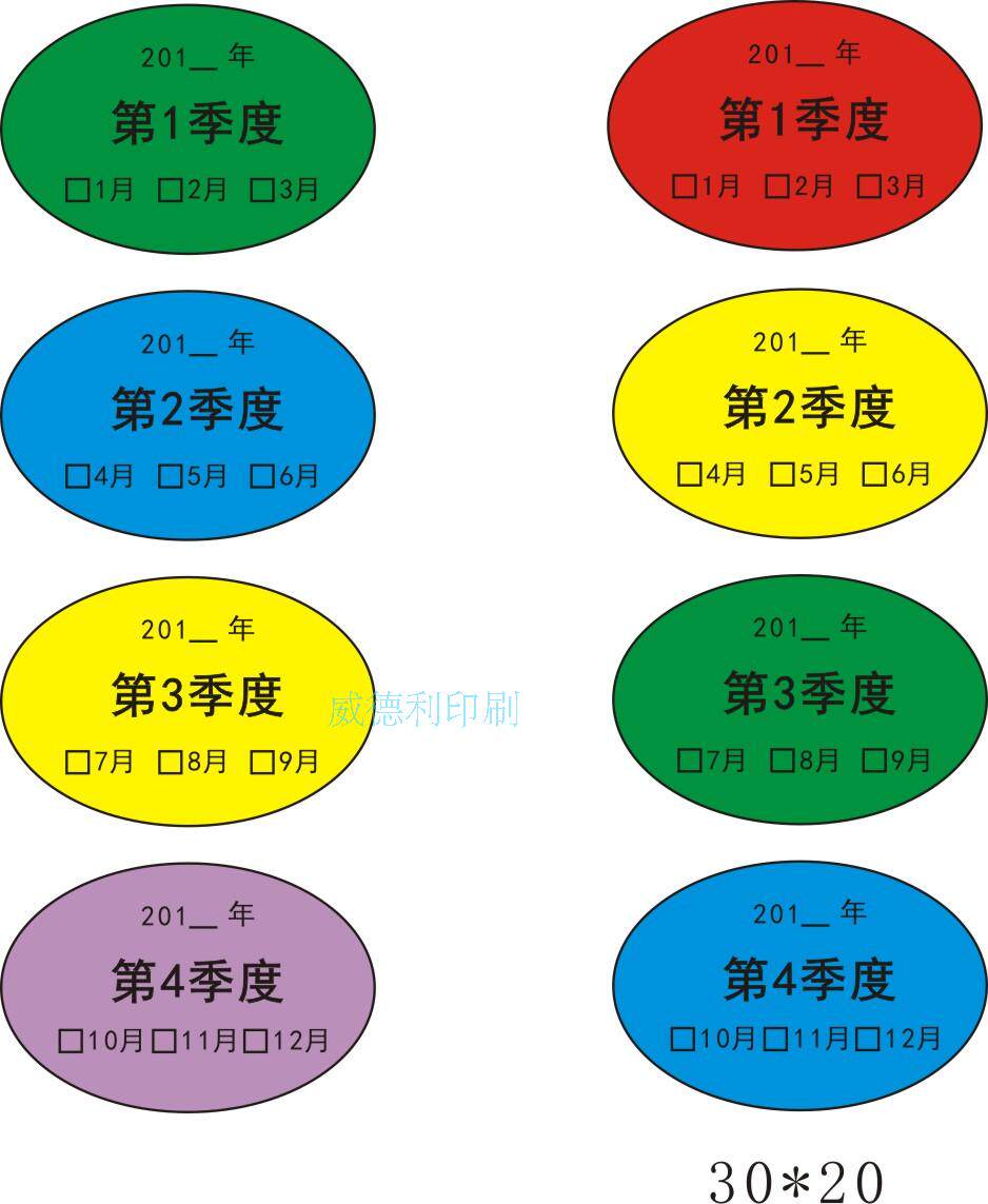 彩色季度不干胶标签日期月份标签仓库先进先出标识贴纸东莞可定制