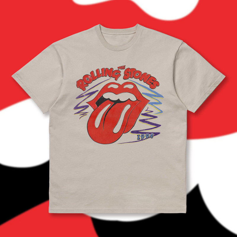 包邮 滚石乐队rolling stones大红舌头嘴巴欧美做旧复古摇滚短袖t恤男