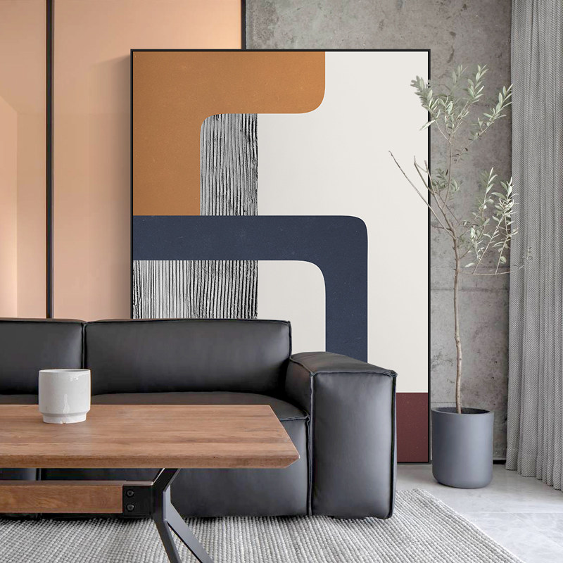 玄关大尺寸装饰画简约现代餐厅背景墙壁抽象酒店客厅沙发三联挂画