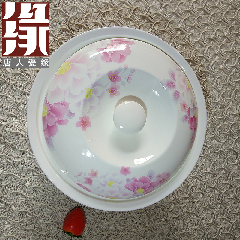 唐山釉上彩骨质瓷纯手工圆形9英寸圆品锅中式家用汤碗汤盆特大号