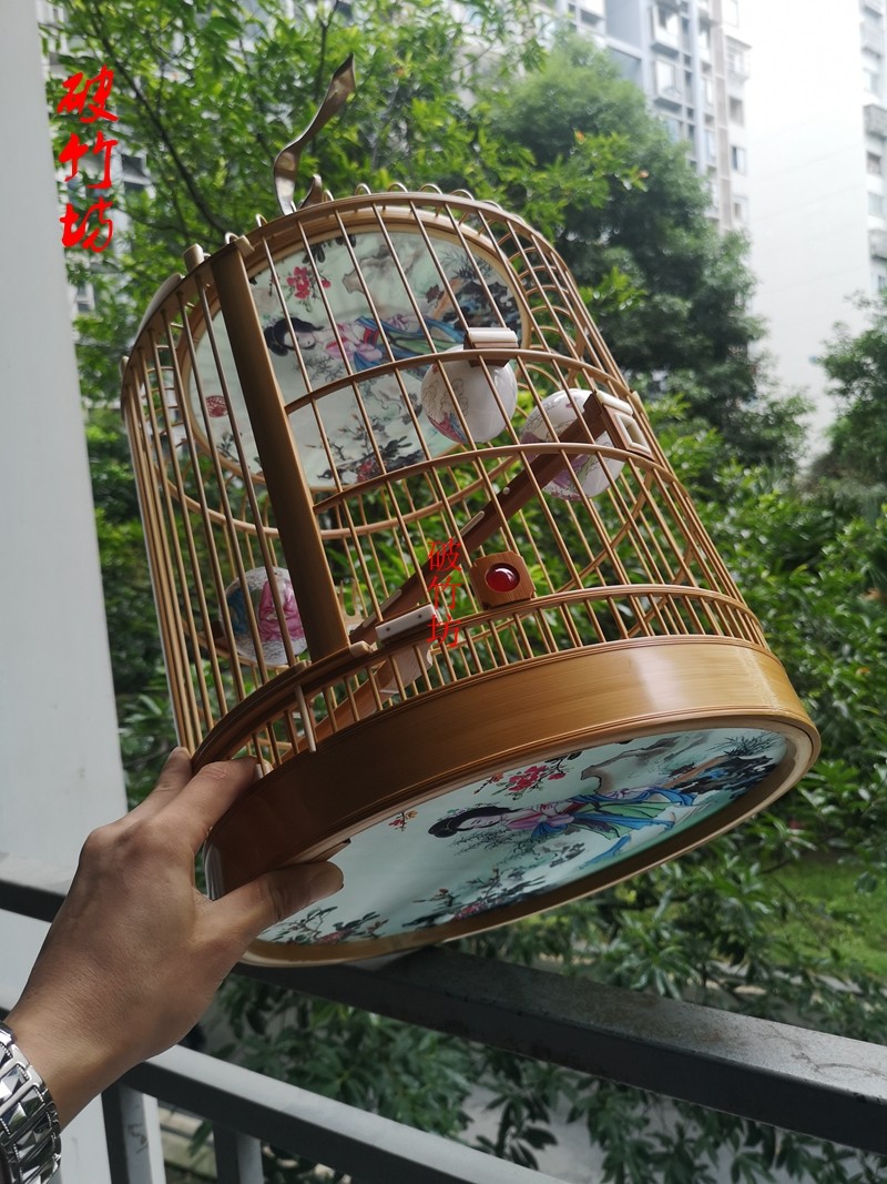 川笼成都高端笼子 名家精品老料笼  全贴青画眉笼 镶嵌鸟笼