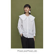 Meeleemeelab Original Vintage Ruffle Large Lapel Shirt, Niche Design, Doll Collar Shirt, Female Meeleemeelab Original Vintage Ruffle Large Lapel Shirt, Niche Design, Doll Collar Shirt, Female